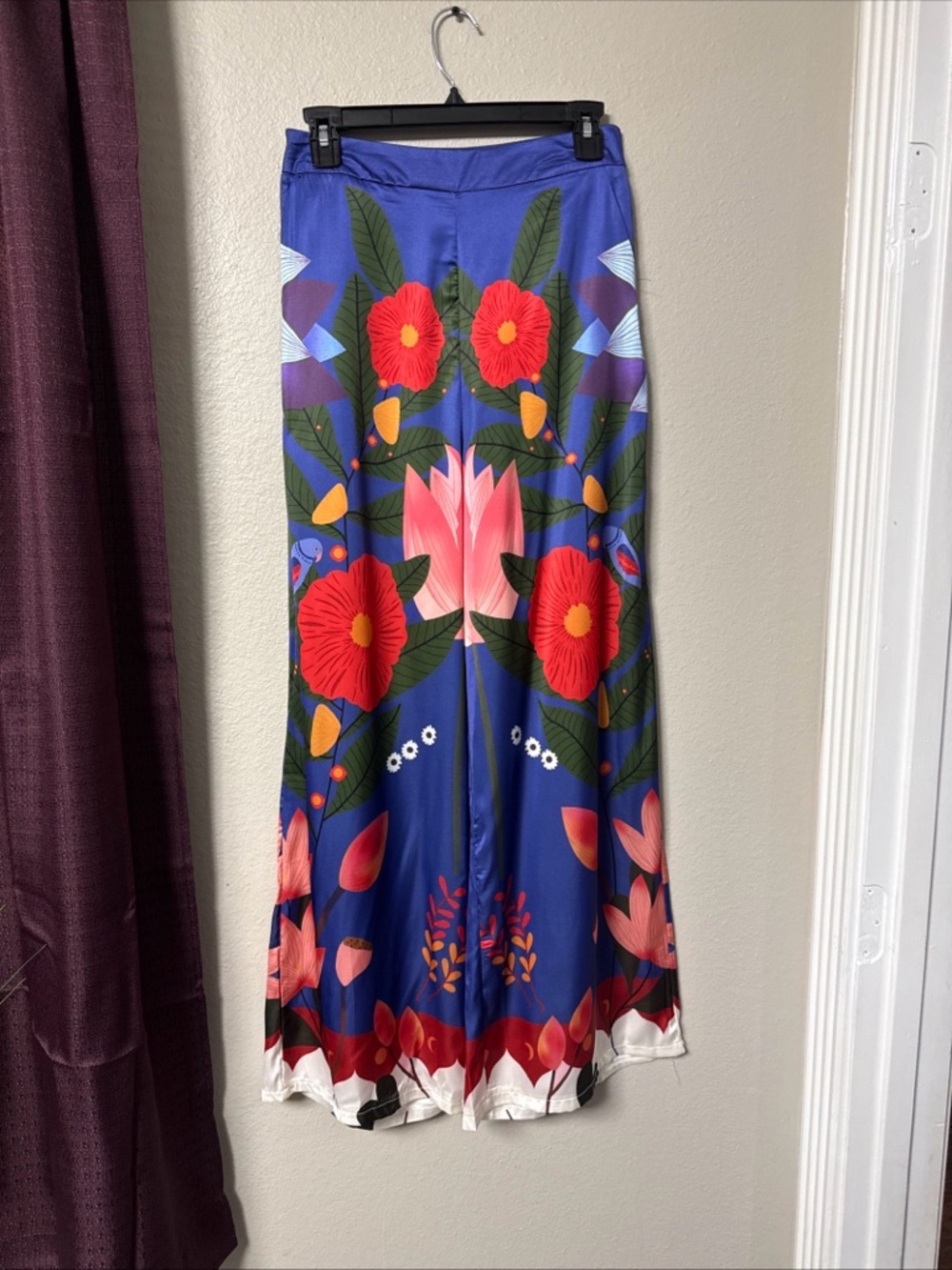 #746 Boutique Floral Palazzo Pants with Pockets Size Medium